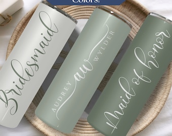 Bridesmaid Proposal Gift, Personalized Bridal Party Tumbler, Bridesmaid Tumbler With Straw, Monogram Tumbler Wedding Gift Idea, MOH Cup