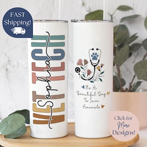 Vet Tech Tumbler Personalized Vet Tech Gifts Custom Xray Tech Gift For Vet Tech Veterinary Technician Cup Vet Tech Travel Mug For Coworker