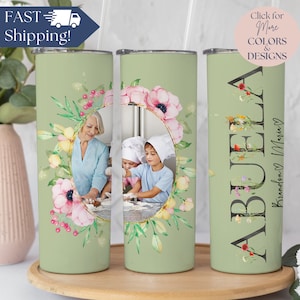 Personalized Abuela Tumbler With Pictures for Grandma for Christmas Gift, Abuela Photo Tumbler Gift from Grandkids, Custom Abuela Travel Mug