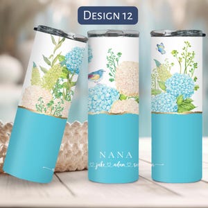 Personalized Floral Grandma Tumbler, Custom Tumbler Gift For Mother's Day, Grandma Tumbler With Grandkids Name, Flower Cup For Birthday Gift Design 12