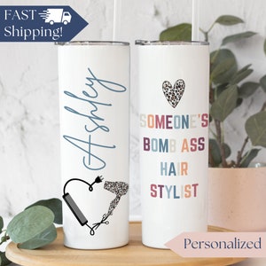 Personalized Hair Stylist Tumbler With Name, Custom Hairdresser Cup, Gift for Hair Stylist, Beautician Travel Mug, Retro Hairdresser Gift