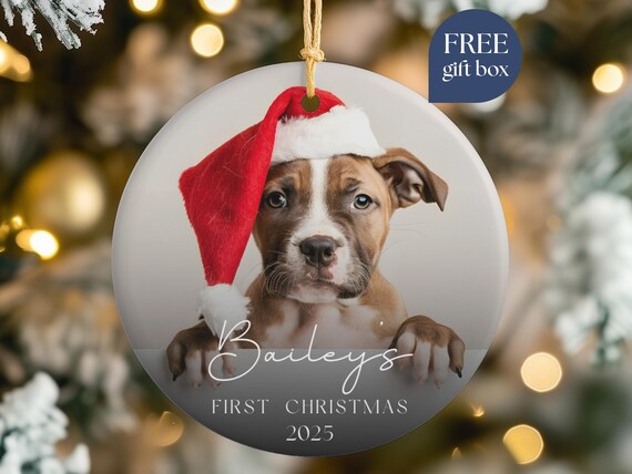 Pet Photo Ornament Personalized Pet First Christmas Ornament, Pet Picture Ornament, Full Picture Ornament, Dog Mom Gift, Custom Cat Ornament