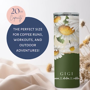 Personalized Floral Grandma Tumbler, Custom Tumbler Gift For Mother's Day, Grandma Tumbler With Grandkids Name, Flower Cup For Birthday Gift Design 8