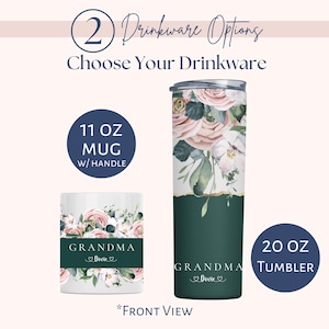 Personalized Floral Grandma Tumbler, Custom Tumbler Gift For Mother's Day, Grandma Tumbler With Grandkids Name, Flower Cup For Birthday Gift image 2