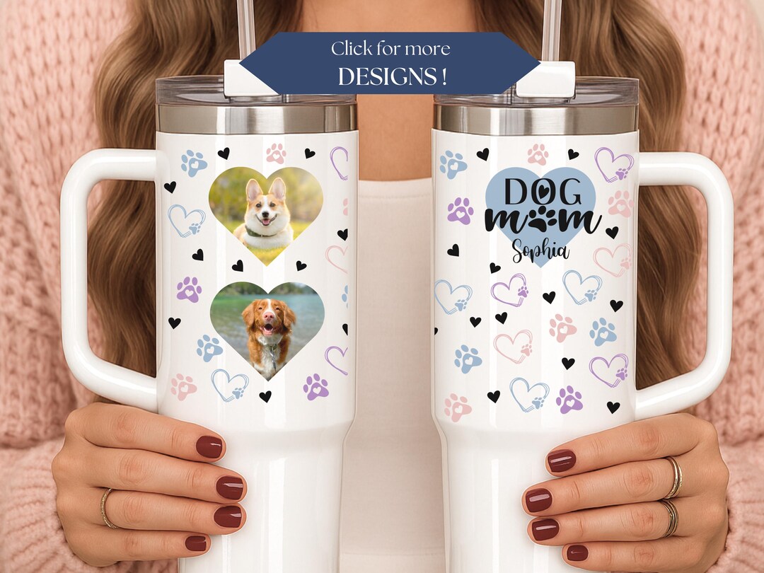 40 Oz Personalized Dog Photo Tumbler With Handle 40oz Cat Tumbler With ...