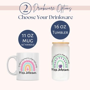 Vaso de vidrio personalizado para maestros, taza de vidrio arcoíris personalizada para maestros, taza con información nutricional personalizada para maestros, regalo de agradecimiento para maestros para Navidad imagen 2