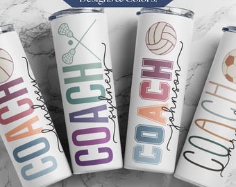 Personalized Coach Tumbler With Name, Custom Gift For Coach Cup, Coach Gift, Coach Skinny Tumbler With Straw, Sports Coach Thank You Gift