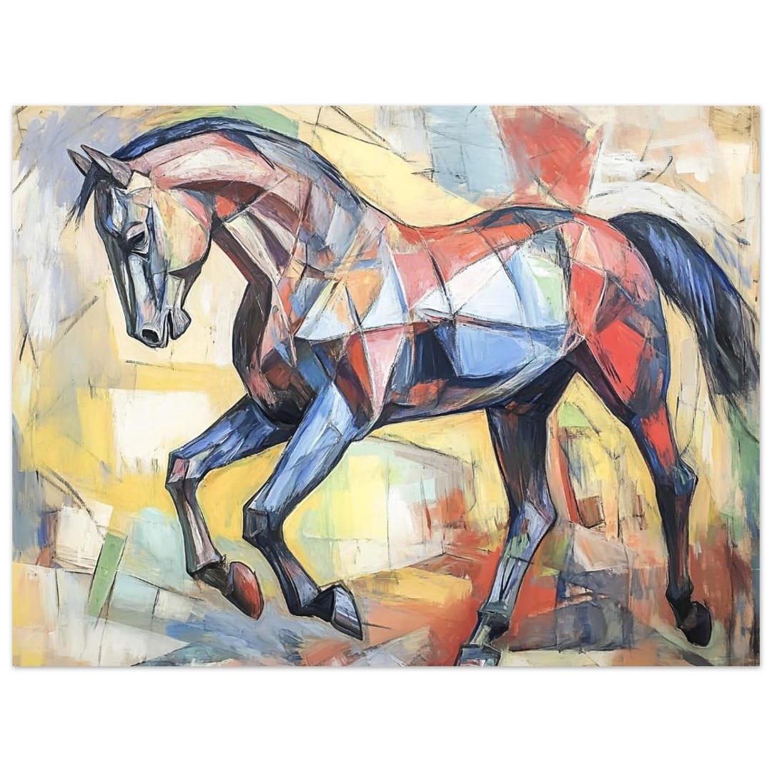 Beautiful Horse Painting With Subtle Cubism – Picasso-inspired Colorful ...