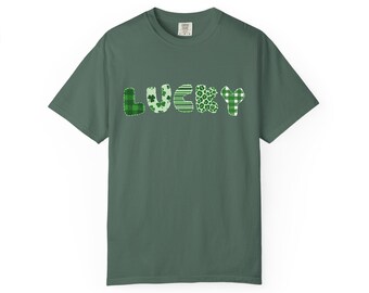 Lucky Stitched Letters T-shirt | St. Patrick's Day Shamrock Design