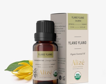 Alizé Organic Ylang Ylang Essential Oil, USDA Certified 100% Pure & Natural Aromatherapy Oil for Diffuser, Therapeutic Grade Complete Oil