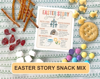 Easter Story Snack Mix for Holy Week Kids Resurrection Easter Story Holy Week Printable Sunday School Easter Snack Mix Printable Easter