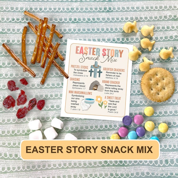 Easter Story Snack Mix for Holy Week Kids Resurrection Easter Story Holy Week Printable Sunday School Easter Snack Mix Printable Easter