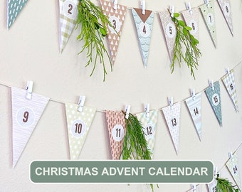 Christmas Advent Calendar With Scriptures For Kids Printable Nativity Story Advent Calendar Scripture Banner Advent Decor Neutral Palette