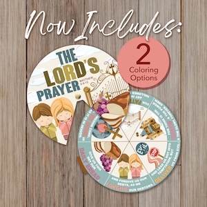 Faith Inspired Lord&#39;s Prayer Craft Spinning Wheel Lords Prayer Printable Bible Story Activity Sunday School Kids Classroom Bible Activity
