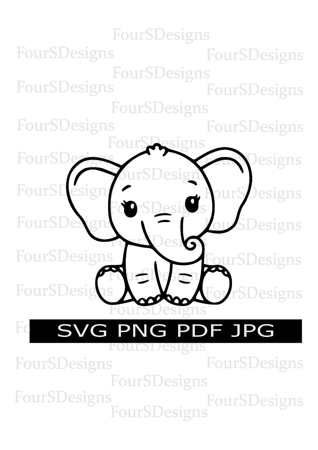 Baby Elephant SVG Cute Elephant Girl Cut File Elephant Outline Baby
