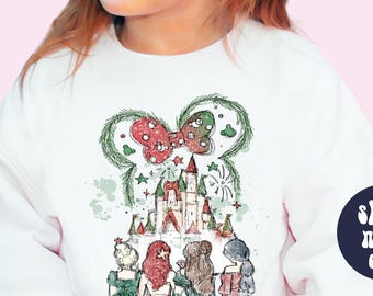 Kids Christmas Sweater Disney Princess Castle Sweatshirt Disney Family Trip Sweaters Princess Christmas Sweater Disneyland Vacation Sweater