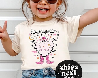 Halloween Shirt Western Howdyween Shirt Halloween T Shirt Toddler Halloween T-Shirt Girls Ghost Shirt Cowboy Cute Spooky Tee Cowgirl