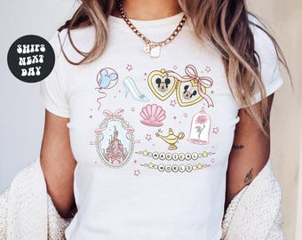 Coquette Bow Mickey Minnie Heart Locket Baby Tee Crop Top Magic Castle Comfort Colors® Tank Top WDW Disneyland Girls Trip Girly Y2K Baby Tee