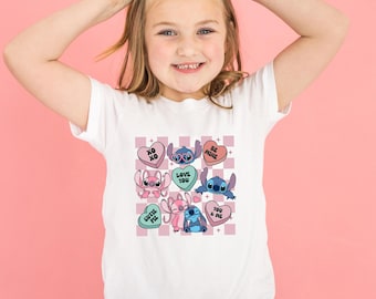 Stitch Valentine's Day Shirt Disney Valentine's Shirt Checkered Lilo and Stitch Shirt Kids Disney Shirt Stitch Shirt Stitch and Angel Shirt