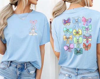 Disney Princess Coquette Shirt Princess Bow Sweatshirt Disney Coquette Shirt Two Sided Princess Shirt Girls Disney Castle Disney Trip Shirts