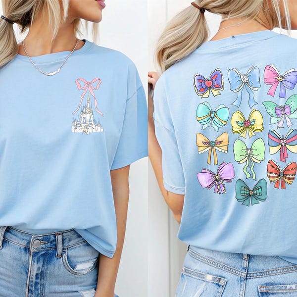 Disney Princess Coquette Shirt Princess Bow Sweatshirt Disney Coquette Shirt Two Sided Princess Shirt Girls Disney Castle Disney Trip Shirts