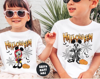 Matching Disney Halloween Shirt Matching Disney Mickey and Minnie Tees Jack and Sally Shirt Spooky Season Sweatshirt Halloween Couples Shirt