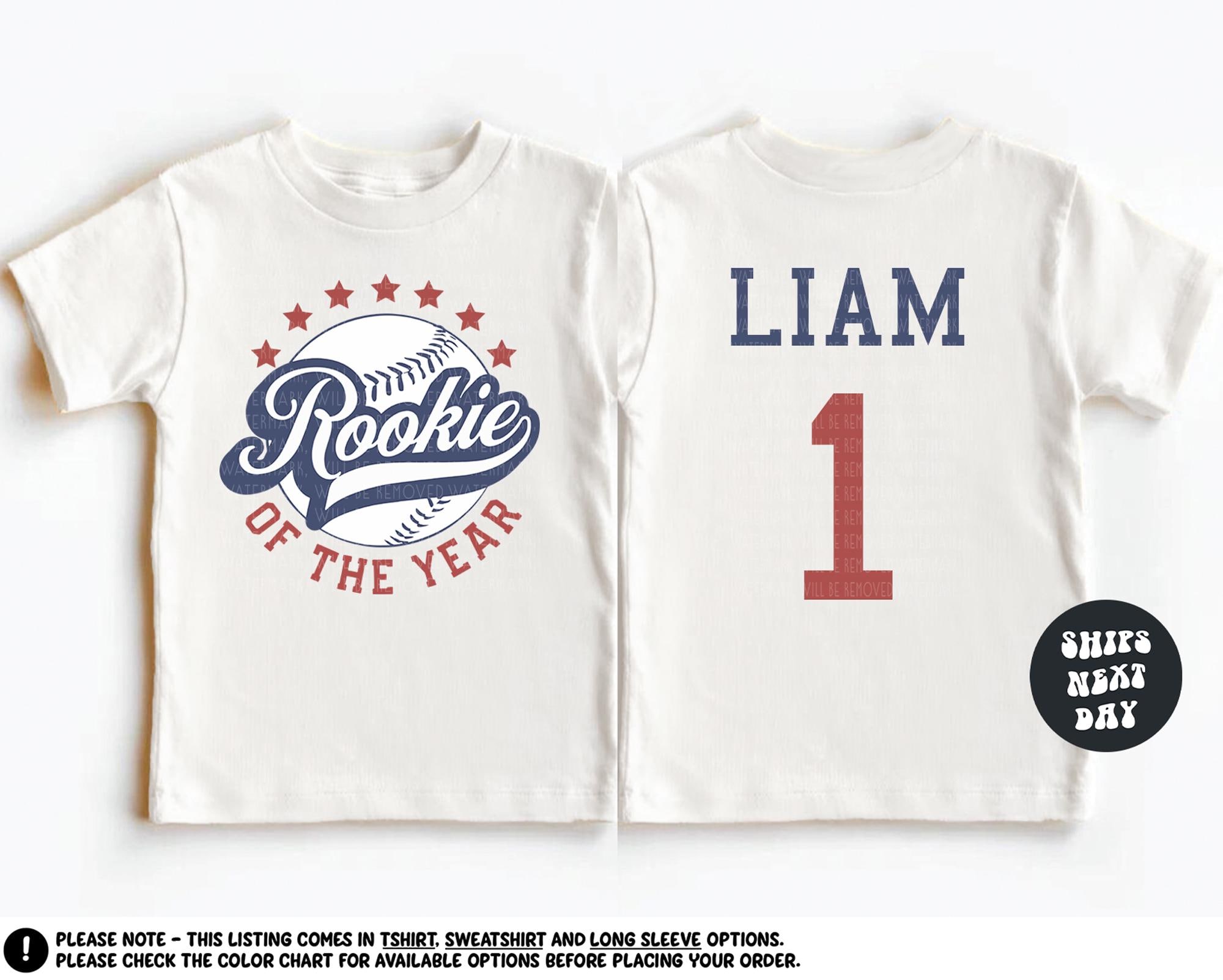 Custom Birthday Shirt Baseball Birthday Rookie Of The Year Shirt Custom Name Baseball Sports First Birthday Party Outfit 1st Birthday Shirt