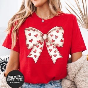 Valentines Shirt Coquette Valentine&#39;s Day Heart Bow Shirt Retro Valentine Shirt Valentine Coquette Bow Comfort Colors® Shirt Valentine Gifts