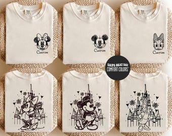 Custom Disney Comfort Colors® Shirt Matching Family Disney Shirts Retro Mickey Minnie Happiest Place One Earth Matching Disney Family Trip
