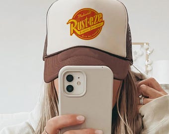 Rust-Eze Trucker Hat  Cars Rusteze Lightning McQueen Costume Cap Trucker Cap Baseball Cap Lightning McQueen Hat Disney Foam Trucker Cap