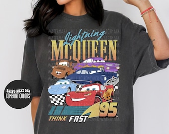 Lightning McQueen Comfort Colors® Shirt Retro Cars Movie Shirt Family Vacation Shirt Piston Cup Shirt Cars Land Shirt  Cars Sweatshirt