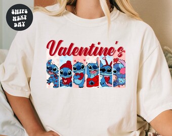 Stitch Valentine's Day Shirt Disney Valentine's Shirt Valentines Lilo and Stitch Shirt Kids Disney Shirt Stitch Shirt Stitch and Angel Shirt