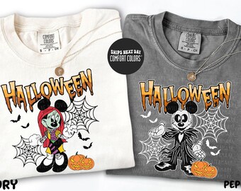 Matching Disney Halloween Comfort Colors® Shirt Mickey and Minnie Tees Jack and Sally Shirt Spooky Season Sweatshirt Halloween Couples Shirt