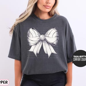 Coquette Volleyball Comfort Colors® Shirt Volleyball Bow Shirt Volleyball Mom Shirt Game Day Volleyball Shirt Trendy Sport Mom Tee Mom Gift