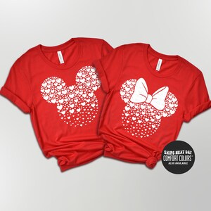 Disney Couple Shirt Mouse Ears With Hearts Shirt For Valentines Day Disney Couples Trip Shirts Disney Matching Couples Comfort Colors® Shirt
