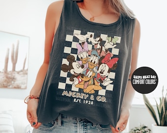 Disney Tank Top Disney Mickey & Co Est. 1928 Jersey Tank Top Disneyland Disneyworld Mickey And Friends Matching Disney Family Trip Tank Tops