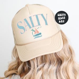 Salty Hat Summer Vibes Trucker Hat for Women Adjustable Summer Snapback Trendy Girly Cap Beach Trip Hats Matching Beach Trucker Hats For Her