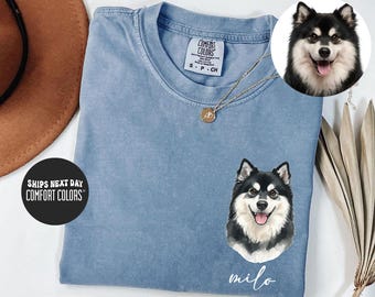 Custom Pet Comfort Colors® Shirt Pet Photo And Name Personalized Pet Portrait Shirt Custom Dog Cat Graphic Tee Pet Lover Gift Dog Mom Shirt