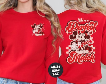Disney Valentine Shirt Mickey Minnie Valentine Sweatshirt Disney Lovers Sweater We're A Perfect Match Disney Couples Valentine's Day Shirt
