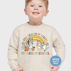 100 Days Of School Sweatshirt Blue Dog 100th Day Of School Sweatshirt Happy 100 Days Of School Shirt Toddler Sweatshirt Kids Sweatshirt Boys
