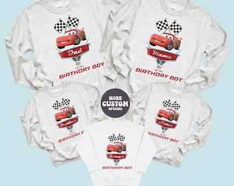 Custom Disney Cars Birthday Boy Sweatshirt Lightning McQueen Birthday Shirt Lightning McQueen Disney Family Birthday Shirts Boys Birthday