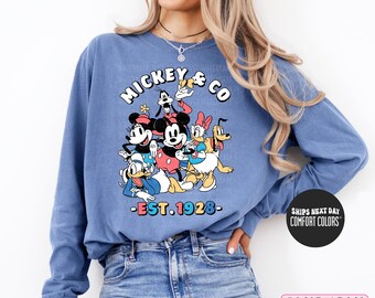 Disney Mickey and Co Comfort Colors® Shirt Retro Disney Mickey Mouse Est. 1928 Sweatshirt Matching Disney Trip Retro Mickey And Friends Tee