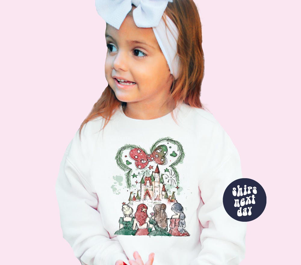 Kids Christmas Sweater Disney Princess Castle Sweatshirt Disney Family Trip Sweaters Princess Christmas Sweater Disneyland Vacation Sweater Teesummer