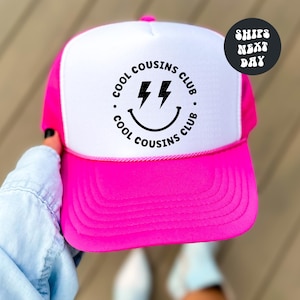 Cool Cousins Club Hat Cousin Crew Foam Trucker Hat Matching Cousins Hats Happy Face Hat Retro Bolt Eyes Happy Face Hat Cousin Reunion Hats