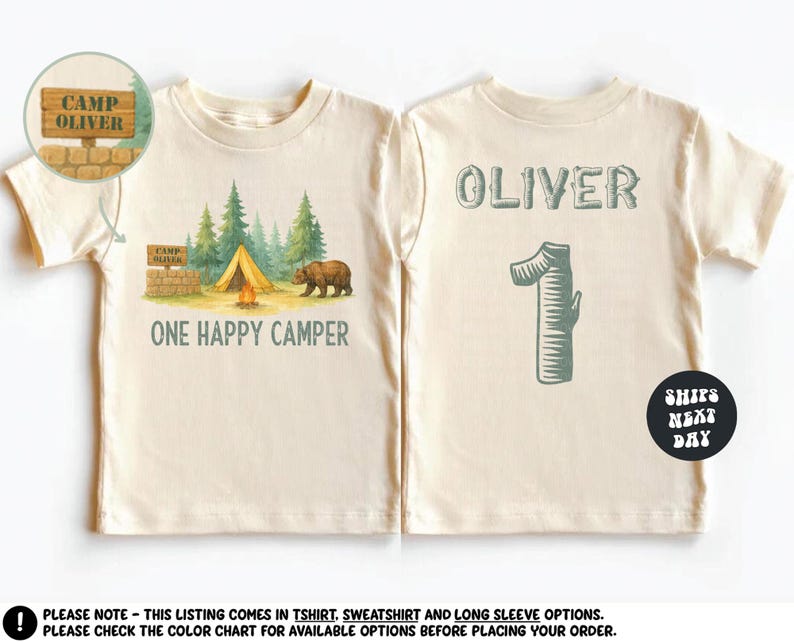 a t - shirt with an image of a camper and a bear on it