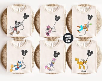 Custom Disney Birthday Shirt Mickey Mouse Balloon Shirt Personalized Mickey & Friends Birthday Sweatshirt Custom Personalized Birthday Gift