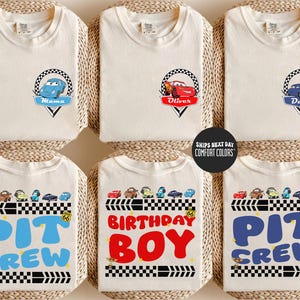 Custom Disney Cars Pit Crew Comfort Colors® Shirt McQueen Birthday Shirt Disneyland Family Birthday Matching Shirt Racing Cars Squad Shirt