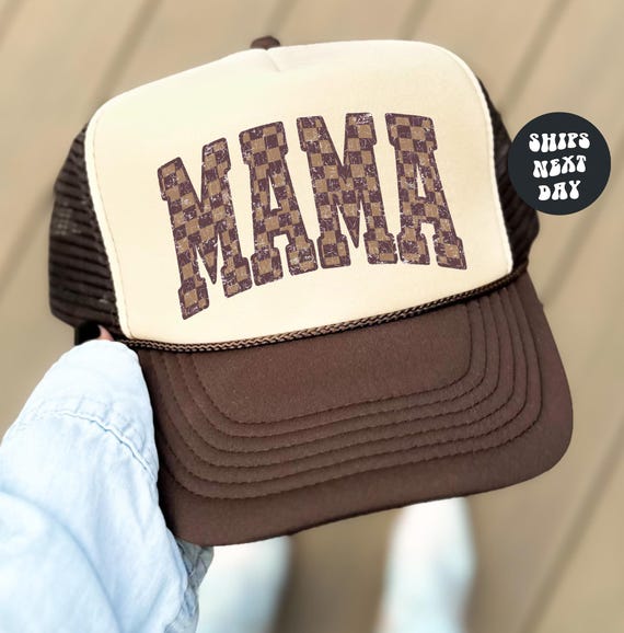 Mama Foam Trucker Hat Mama Hat Checkered Mama Hat Gift For Mom Trucker Hat Retro Mama Hat Checkered Pattern Hat Gift For New Mom Retro Mama