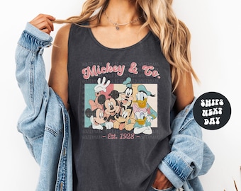 Disney Tank Top Mickey And Friends Jersey Tank Retro Mickey & Co 1928 Tank Retro Disney Comfort Colors® Tank Top Disney Family Matching Tank