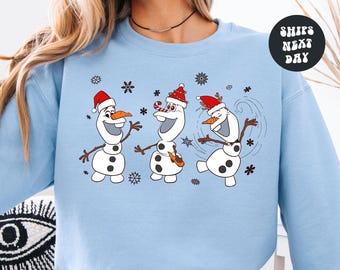 Disney Frozen Olaf Santa Hat Christmas Sweatshirt Olaf Dancing Christmas Party Sweatshirt Disney Frozen Christmas Disney Toddler Sweatshirt